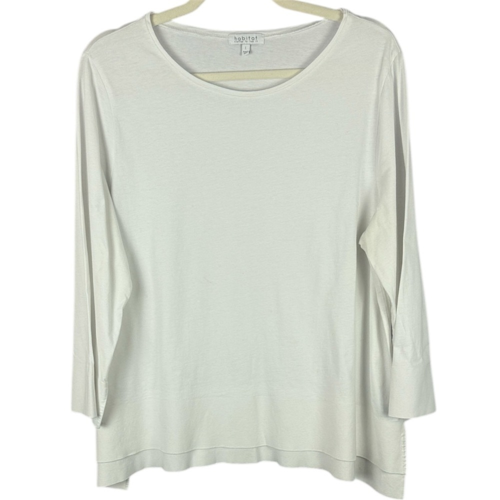 Habitat 100% Cotton White 3/4 Sleeve Top Size Large